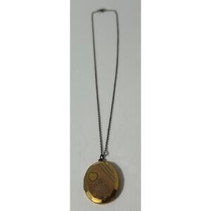 Vintage Gold-Tone Floral & Heart Engraved Locket Necklace 17"